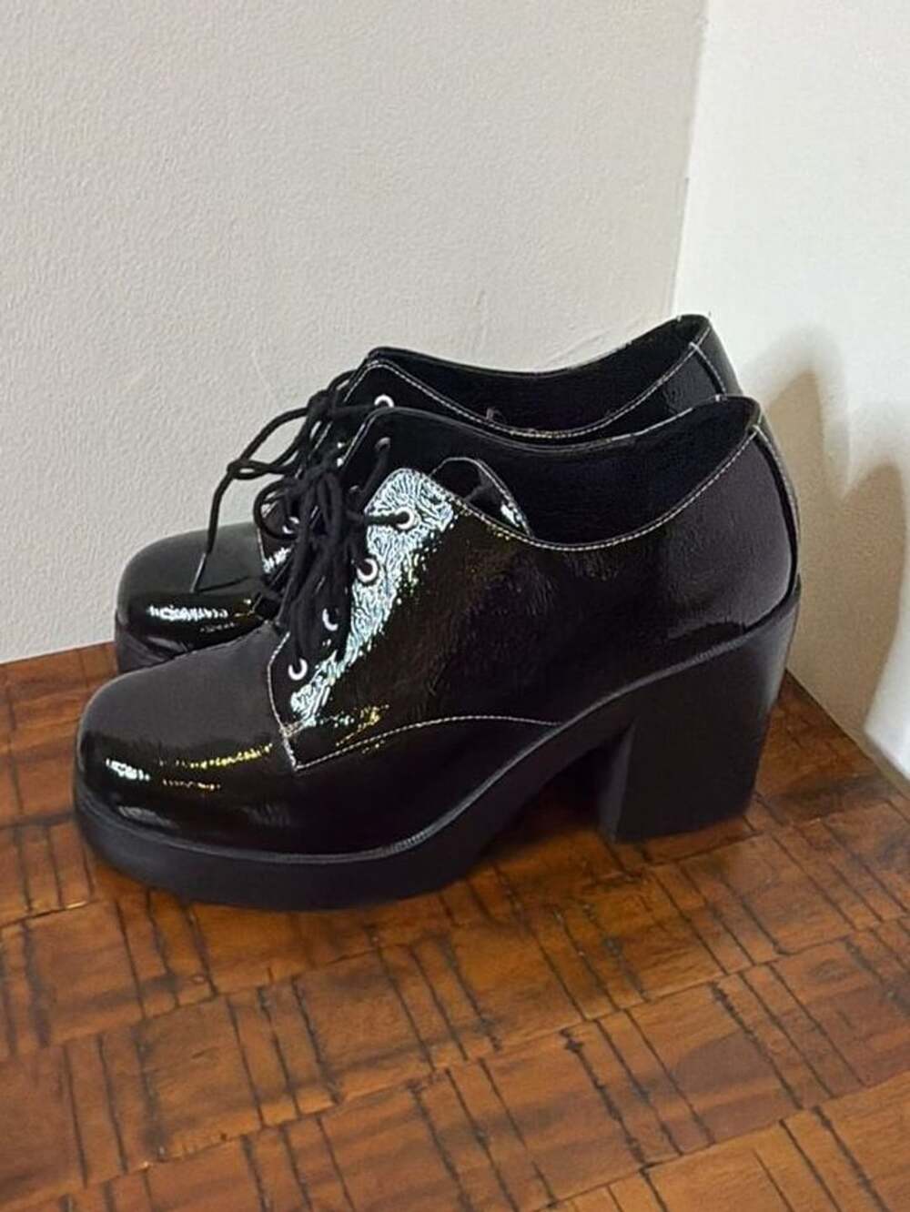 Dirty Laundry Black Patent Leather Platform Derby Oxfords Size 8.5